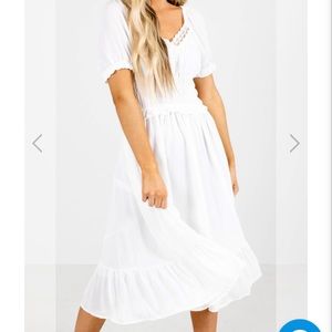 Bellaella Let's Go Out Ruched Midi Dress - White